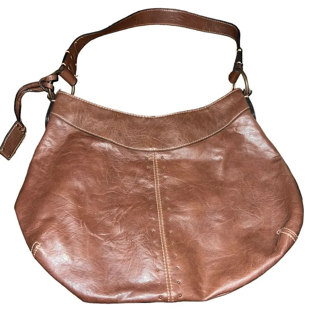 Liz &‎ Co brown faux leather shoulder bag with lined interior